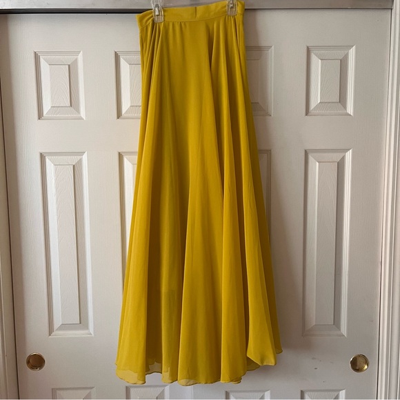 Marigold Yellow Maxi Skirt High Waist Sheer - Picture 1 of 10